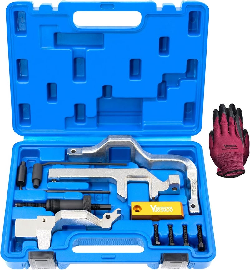 Yuesstloo Engine Camshaft Alignment Locking Timing Tool Kit Compatible with BMW Mini Cooper N12 N14, with Carrying Case & Gloves - Image 1